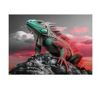 Iguane Roche Coucher 1000pcs Mini Puzzle pour Adultes Difficile | 52x38cm Carton Décor Salon Structure Durable Cadeau Anniversaire Soulagement Stress