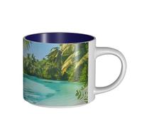 IguaTu Aitutaki - Grande tasse à café en céramique avec poignée pour la maison, la cuisine, le bureau, le lagon des Îles Cook 450 ml