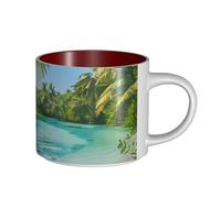 IguaTu Aitutaki - Grande tasse à café en céramique avec poignée pour la maison, la cuisine, le bureau, le lagon des Îles Cook 450 ml