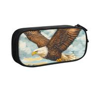 IguaTu American Eagle Trousse à crayons grande capacité - Organiseur de papeterie double couche pour l'école, le bureau, les voyages, Noir , Taille unique, Trousse de beauté