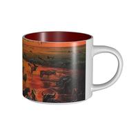 IguaTu Animal Migration1 Grande tasse à café en céramique 450 ml avec poignée pour la maison, la cuisine, le bureau