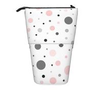 IguaTu Ballerina Dance - Trousse extensible - Organiseur de papeterie télescopique - Tissu Oxford durable - Multi-usage - Pour stylos, maquillage, Motif moderne à pois rose, gris, blanc, Taille