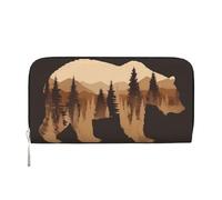 IguaTu Bear Long portefeuille en cuir pour femme avec fermeture éclair, porte-cartes et poche pour pièces de monnaie, ours, Taille unique