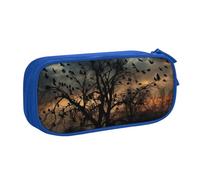 IguaTu Black Crow Birds Trousse à crayons grande capacité - Organiseur de papeterie double couche pour l'école, le bureau, les voyages, bleu, Taille unique, Trousse de beauté
