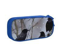 IguaTu Black Crow Birds Trousse à crayons grande capacité - Organiseur de papeterie double couche pour l'école, le bureau, les voyages, bleu, Taille unique, Trousse de beauté