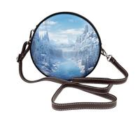 IguaTu Campanula Sac à bandoulière rond en cuir pour femme avec sangle amovible, sac à bandoulière élégant, Monde de glace de neige, Taille unique