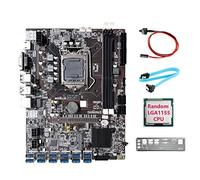 IGUATU Carte mère noire + CPU aléatoire + câble SATA + câble commutateur support 2 x DDR3 RAM B75 12 USB Miner carte mère