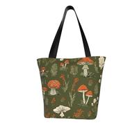 IguaTu Cherry Blossom Sac fourre-tout décontracté pour femme de grande capacité léger avec fermeture éclair pour le shopping, les voyages et un usage quotidien, Champignons de dessin animé., Taille