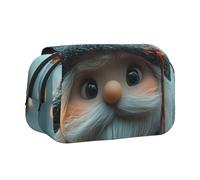 IguaTu Deer Art Trousse à crayons double couche en tissu Oxford avec fermeture éclair et rabat, grande capacité pour l'école, le bureau, les voyages, Nain de Noël traditionnel, Taille unique, Trousse