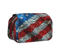 IguaTu Deer Art Trousse à crayons double couche en tissu Oxford avec fermeture éclair et rabat, grande capacité pour l'école, le bureau, les voyages, drapeau des états-unis, Taille unique, Trousse de