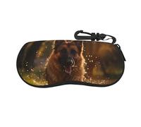 IguaTu Étui à lunettes en néoprène léger avec étui à lunettes de soleil Steampunk avec clip pour clés, Berger allemand en cours d'exécution 1, taille unique