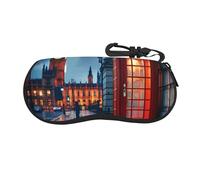 IguaTu Étui à lunettes léger en néoprène souple avec clip pour clés, motif fleurs, lapins, oiseaux, Téléphone Angleterre Royaume-Uni Londres, taille unique