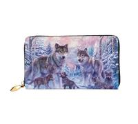 IguaTu Follow Your Dreams Portefeuille en cuir pour femme avec 12 emplacements pour cartes et plusieurs compartiments, Famille de loups, Taille unique