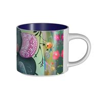 IguaTu Grande tasse à café en céramique avec poignée Motif éléphant et fleur 450 ml