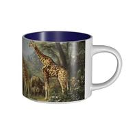 IguaTu Grande tasse à café en céramique éléphant et girafe 450 ml avec poignée pour la maison, la cuisine, le bureau