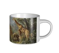 IguaTu Grande tasse à café en céramique éléphant et girafe 450 ml avec poignée pour la maison, la cuisine, le bureau