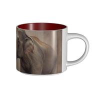 IguaTu Grande tasse à café en céramique éléphant sur bois 450 ml avec poignée pour la maison, la cuisine, le bureau