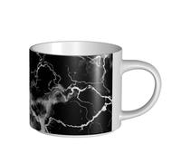 IguaTu Grande tasse à café en céramique marbrée noire et blanche de 450 ml avec poignée pour la maison, la cuisine, le bureau