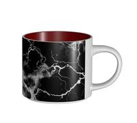 IguaTu Grande tasse à café en céramique marbrée noire et blanche de 450 ml avec poignée pour la maison, la cuisine, le bureau