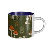 IguaTu Grande tasse à café en céramique motif champignons de dessin animé 450 ml avec poignée pour la maison, la cuisine, le bureau, cadeau