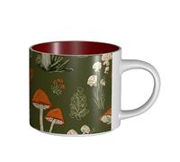 IguaTu Grande tasse à café en céramique motif champignons de dessin animé 450 ml avec poignée pour la maison, la cuisine, le bureau, cadeau