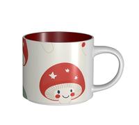 IguaTu Grande tasse à café en céramique motif champignons mignons 450 ml avec poignée pour la maison, la cuisine, le bureau