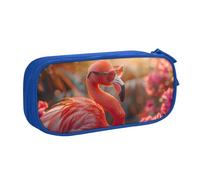 IguaTu Hello Glasses Flamingo Trousse à crayons grande capacité - Organiseur de papeterie double couche pour l'école, le bureau, les voyages, bleu, Taille unique, Trousse de beauté