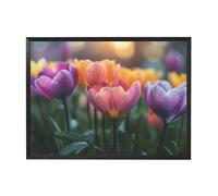 IguaTu Impression sur toile horizontale avec cadre noir et fleurs de printemps 30 x 40 cm pour décoration d'intérieur moderne