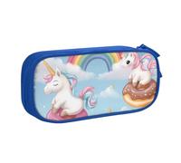 IguaTu Licorns Donut Rainbow Trousse à crayons grande capacité - Organiseur de papeterie double couche pour l'école, le bureau, les voyages, bleu, Taille unique, Trousse de beauté