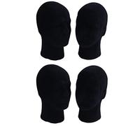 IGUATU Lot de 4 têtes de mannequin en polystyrène noir pour homme