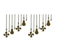 IGUATU Lot de 8 chaînes de traction pour ventilateur de plafond - Motif ampoule et ventilateur - 30,5 cm (bronze antique)