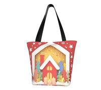 IguaTu Merry Christmas Star2 Sac fourre-tout décontracté pour femme Grande capacité Léger avec fermeture éclair pour le shopping, les voyages et un usage quotidien, Tableau Merry Christmas, Taille