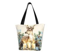 IguaTu Merry Christmas Star2 Sac fourre-tout décontracté pour femme Grande capacité Léger avec fermeture éclair pour le shopping, les voyages et un usage quotidien, Merry Christmas Elk, Taille unique