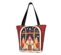 IguaTu Merry Christmas Star2 Sac fourre-tout décontracté pour femme Grande capacité Léger avec fermeture éclair pour le shopping, les voyages et un usage quotidien, Merry Christmas Picture1, Taille