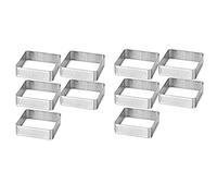IGUATU Moule à tartelettes en acier inoxydable avec pour tartes perforées, moule à tartes, forme carrée, cercle pour pâtisserie, lot de 10