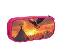 IguaTu Native American Tribes Trousse à crayons grande capacité - Organiseur de papeterie double couche pour l'école, le bureau, les voyages, rose, Taille unique, Trousse de beauté