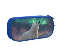 IguaTu Northern Lights Trousse à crayons de grande capacité Motif ours polaire Double couche Organiseur de papeterie pour l'école, le bureau, les voyages, bleu, Taille unique, Trousse de beauté