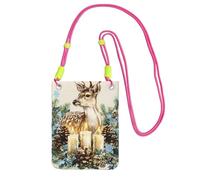 IguaTu Petit sac à bandoulière en sergé léger et résistant à l'eau avec motif lama cactus rose, Merry Christmas Elk, Taille unique