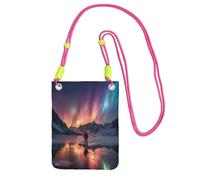 IguaTu Petit sac à bandoulière en sergé léger et résistant à l'eau avec motif lama cactus rose, Northern Lights, Taille unique
