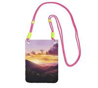 IguaTu Petit sac à bandoulière en sergé léger et résistant à l'eau avec motif lama cactus rose, Paysage de coucher de soleil, Taille unique