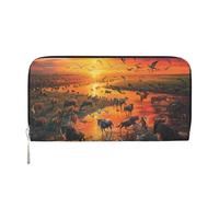 IguaTu Portefeuille long en cuir pour femme avec fermeture éclair, porte-cartes et poche pour pièces de monnaie, Migration animale1, Taille unique