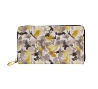 IguaTu Portefeuille pour femme en cuir à carreaux rouge et noir avec 12 emplacements pour cartes et plusieurs compartiments, Fleur grise jaune., Taille unique