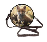 IguaTu Sac à bandoulière rond en cuir pour femme avec sangle amovible, sac à bandoulière élégant avec motif lama, Bébé animal au printemps, Taille unique