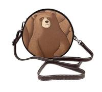 IguaTu Sac à bandoulière rond en cuir pour femme avec sangle amovible, sac à bandoulière élégant avec motif lama, Ours marron, Taille unique