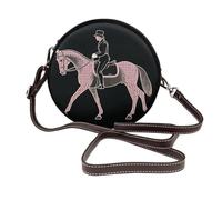 IguaTu Sac à bandoulière rond en cuir pour femme avec sangle amovible, sac à bandoulière élégant, Cheval de dressage, Taille unique