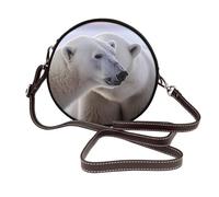 IguaTu Sac à bandoulière rond en cuir pour femme avec sangle amovible, sac à bandoulière élégant, ours polaire, Taille unique