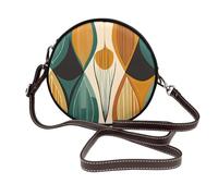 IguaTu Sac à bandoulière rond en cuir pour femme avec sangle amovible, sac à main élégant à bandoulière circulaire, 97-Mid-Century Modern With Drop Shapes, Taille unique