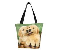IguaTu Sac fourre-tout décontracté avec fermeture éclair pour femme - Grande capacité - Léger - Pour le shopping, les voyages et un usage quotidien, Chien Golden Retriever, Taille unique
