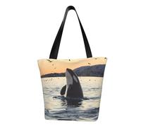 IguaTu Sac fourre-tout décontracté avec fermeture éclair pour femme - Grande capacité - Léger - Pour le shopping, les voyages et un usage quotidien, Baleine tueuse., Taille unique