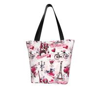 IguaTu Sac fourre-tout décontracté pour femme amérindienne - Grande capacité - Léger - Avec fermeture éclair - Pour le shopping, les voyages et un usage quotidien, Paris Tour Eiffel France, Taille